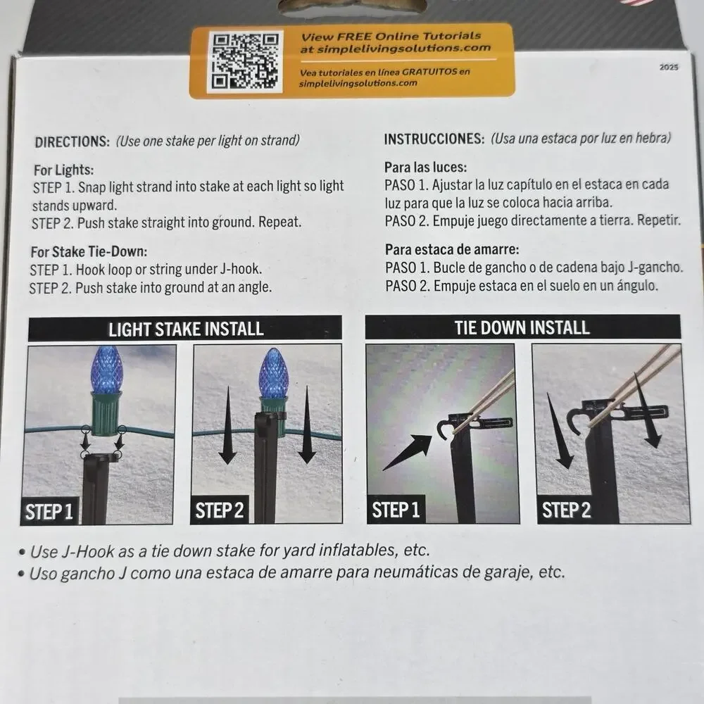 20 Heavy Duty Simple Living 2-in-1 Yard Stakes Tie Down & Light Holder New